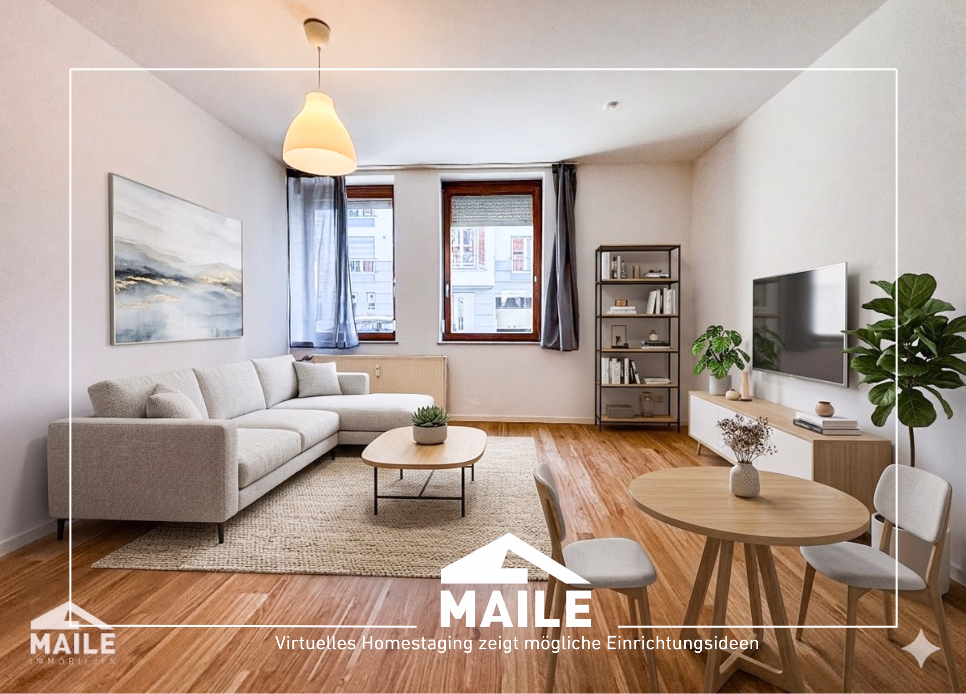 Virtuelles Homestaging zeigt mögliche Einrichtungsideen