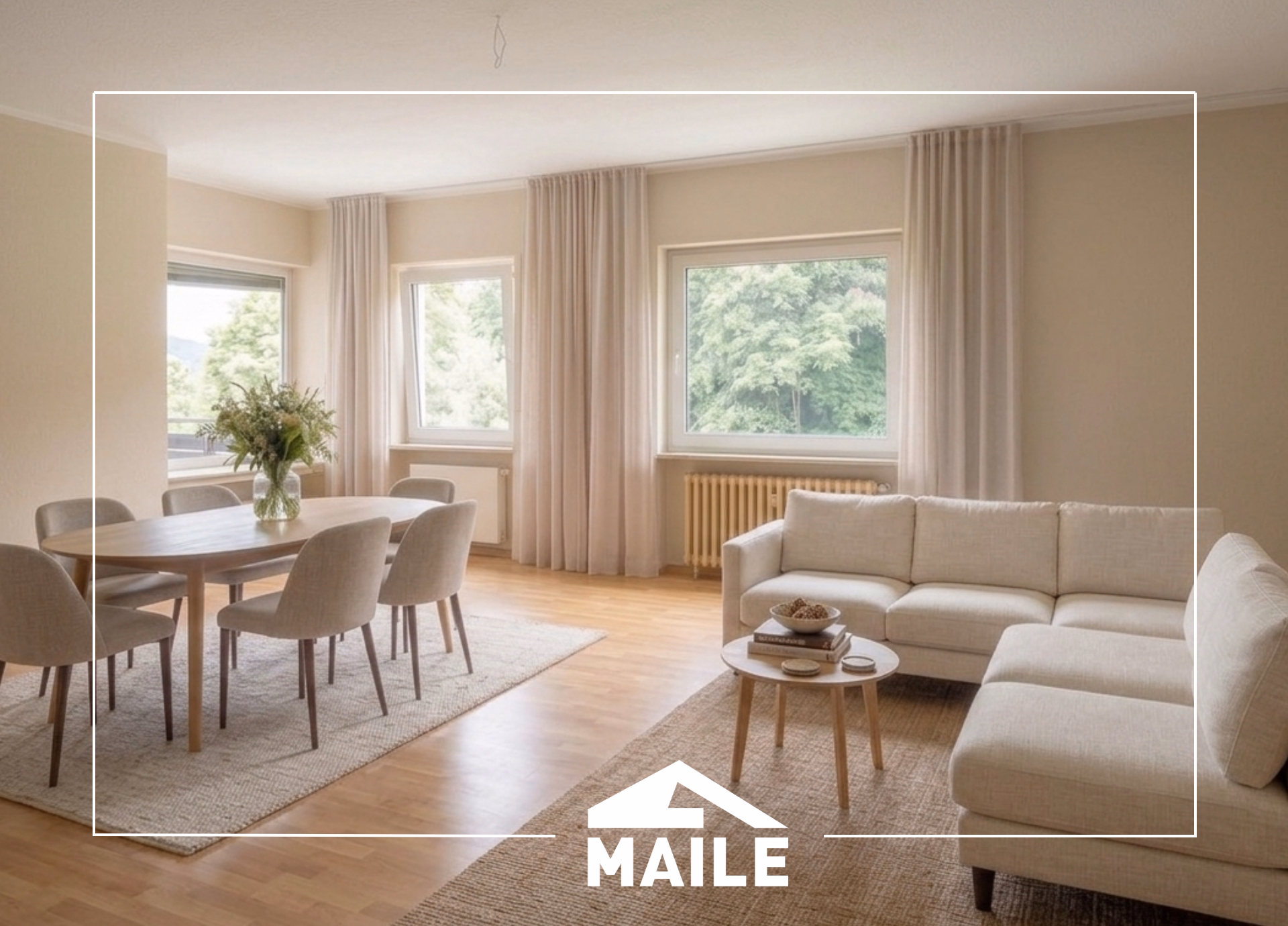 Wohn- Esszimmer - virtuelles Homestaging