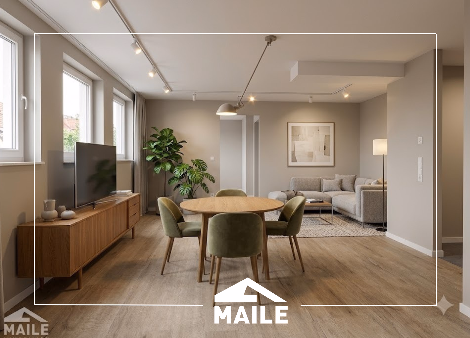 Wohn- Esszimmer - virtuelles Homestaging